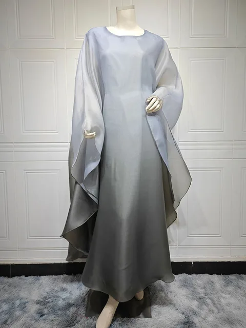 Gradient satin dress big robe dress - Image 8