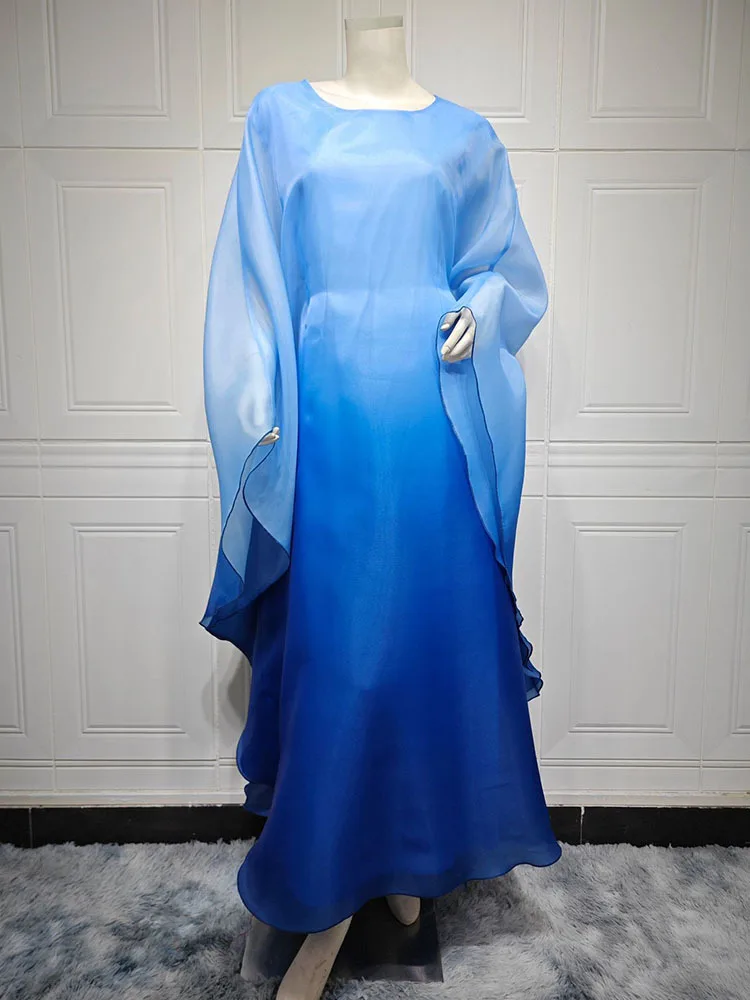 Gradient satin dress big robe dress - Image 2