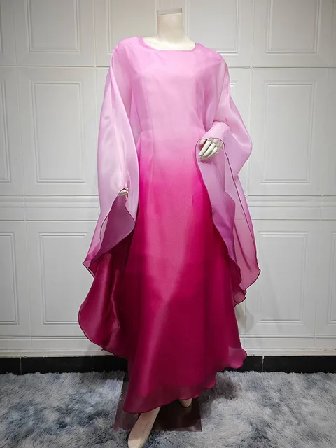 Gradient satin dress big robe dress - Image 9