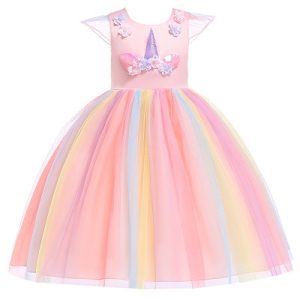 551362647 Kids Dress Mesh Unicorn Princess Dress Christmas Costume Girl Dress
